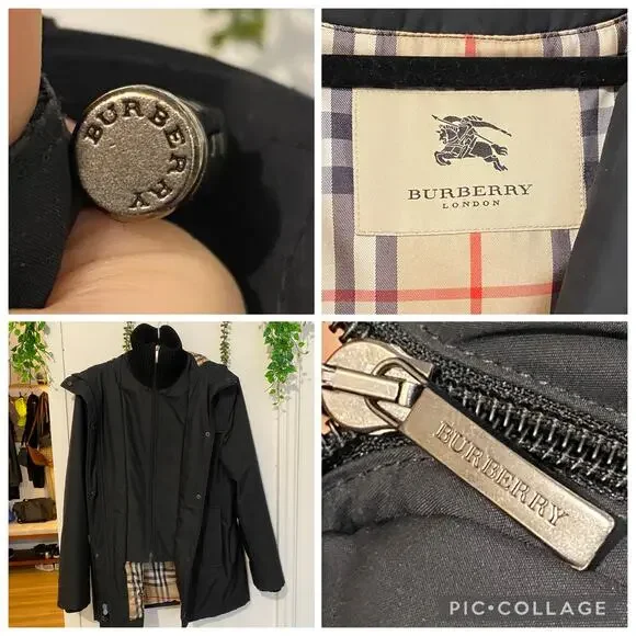 Burberry Calandra Black Coat Jacket interior Novacheck Lining Winter sz S - Picture 5 of 15